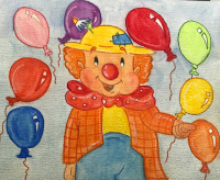 Clowntje Kriebel zie mooie gekleurde ballonnen