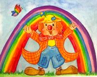 Clowntje Kriebel ziet een regenboog